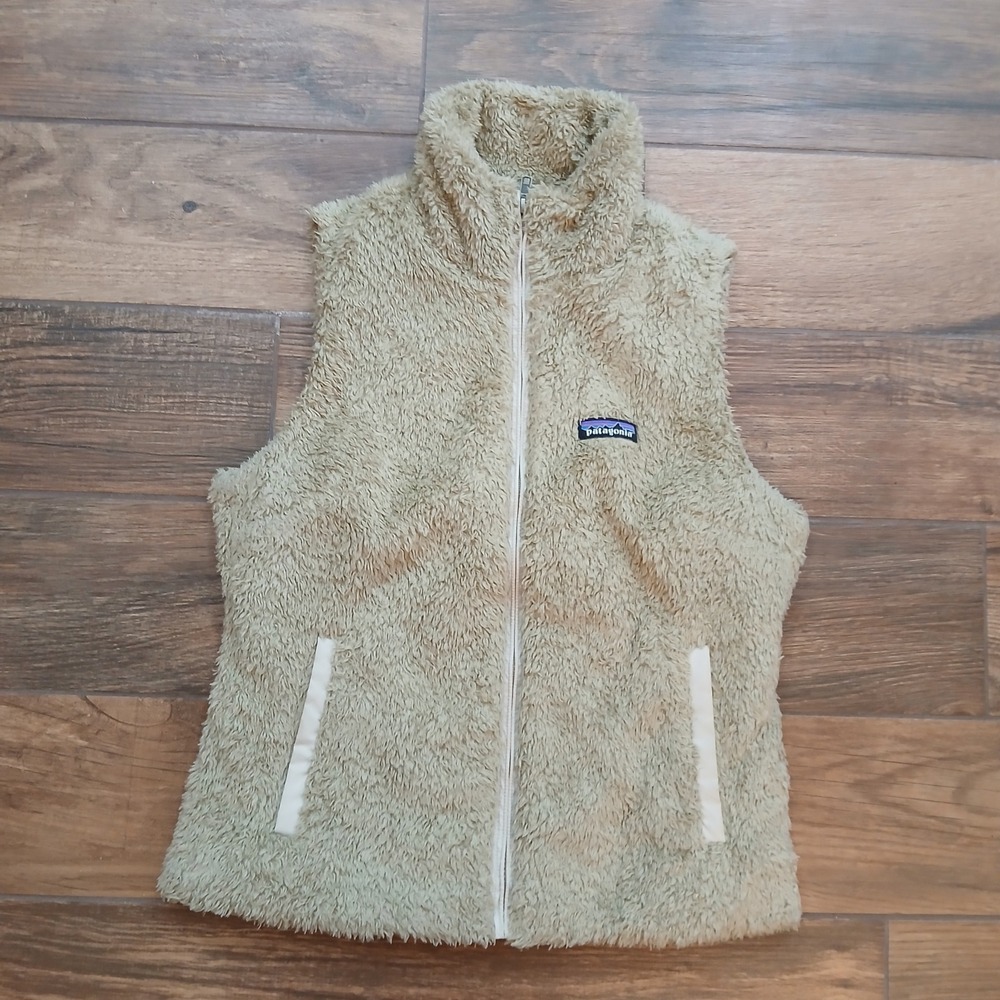 Patagonia Los Gatos Fleece Vest Womens Medium Tan Full Zip Hiking Outdoors